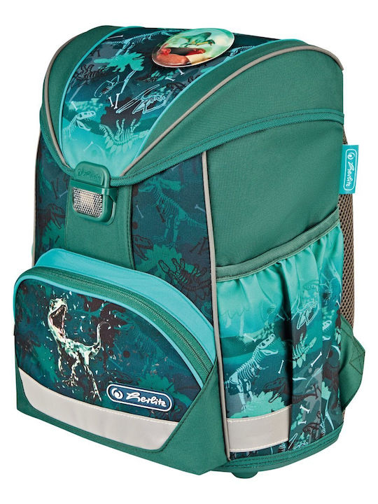Herlitz Plus Ultralight Green Rex Σχολική Τσάντα Πλάτης Δημοτικού Πράσινη με Θήκη για Παγούρι 15lt