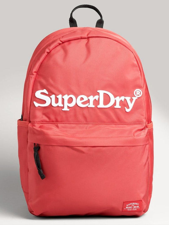 Superdry Ghiozdan Școlar Vintage Graphic Montana pentru Spate Clasa Gimnazială - Liceu Roșu cu Husă pentru Sticlă de Apă