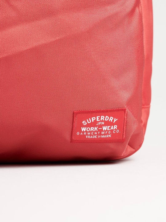 Superdry Ghiozdan Școlar Vintage Graphic Montana pentru Spate Clasa Gimnazială - Liceu Roșu cu Husă pentru Sticlă de Apă