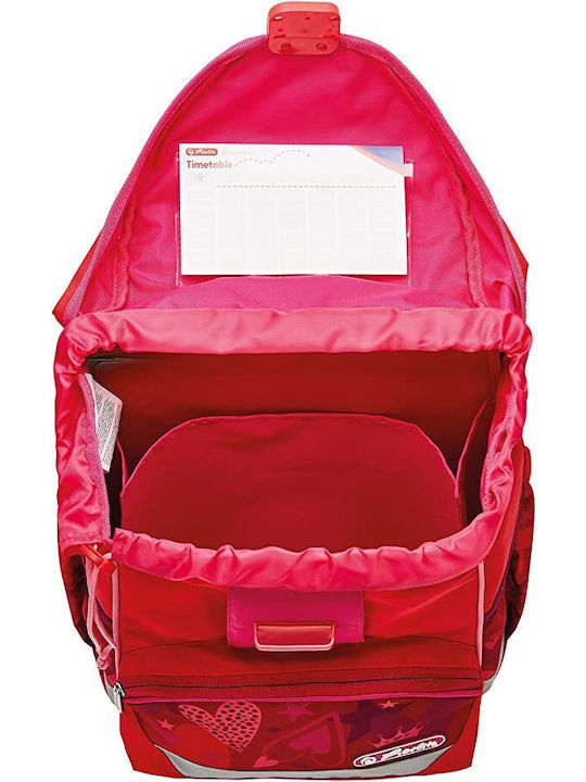 Herlitz Ultralight Plus Sweet Hearts Ghiozdan Școlar de Spate Scoala primara Roșie cu Suport pentru sticlă de apă 16Litri