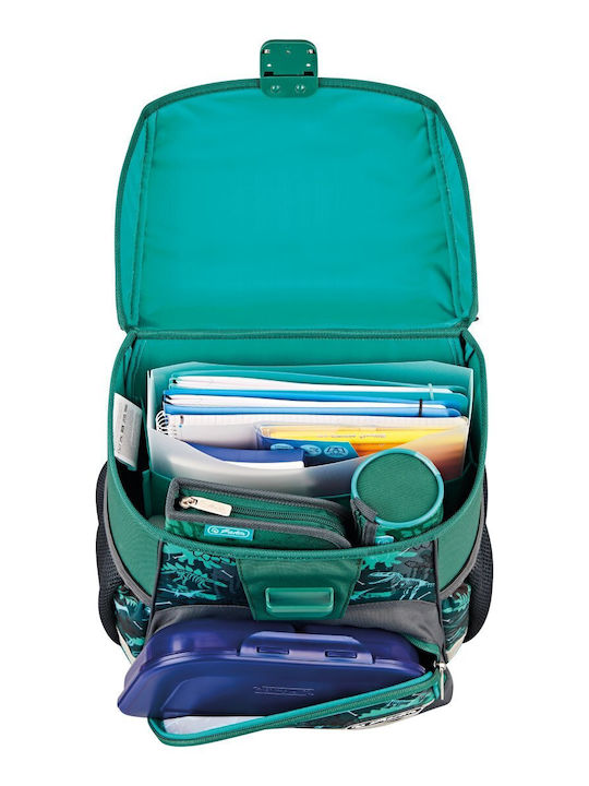 Herlitz Plus Loop Green Rex Σχολική Τσάντα Πλάτης Δημοτικού Πράσινη με Θήκη για Παγούρι 16lt