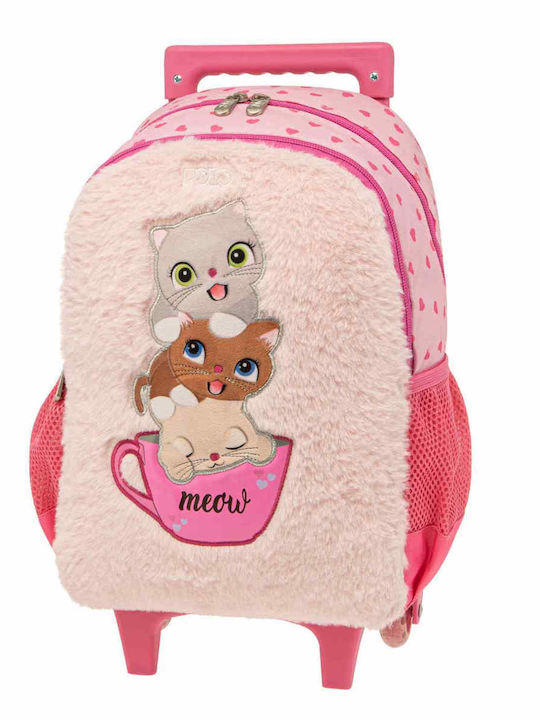 Polo Kittens School Bag Backpack Kindergarten Pink with Water Bottle Holder 7Liters