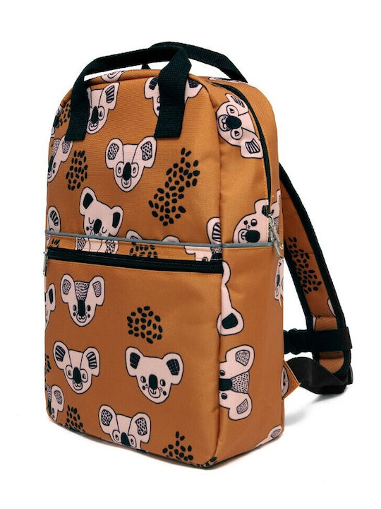 Petit Monkey Koala Large Σχολική Τσάντα Πλάτης Δημοτικού Καφέ με Θήκη για Παγούρι
