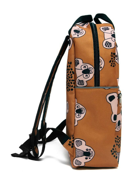 Petit Monkey Koala Large Σχολική Τσάντα Πλάτης Δημοτικού Καφέ με Θήκη για Παγούρι