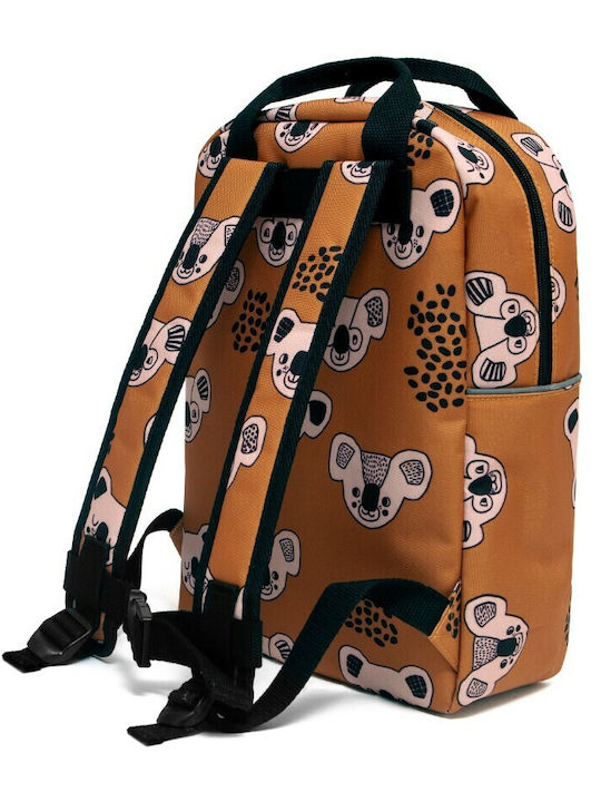 Petit Monkey Koala Large Σχολική Τσάντα Πλάτης Δημοτικού Καφέ με Θήκη για Παγούρι