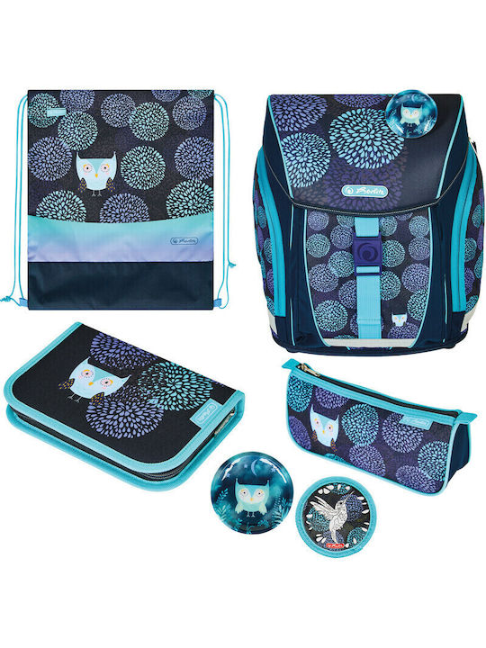 Herlitz FiloLight Plus Flower Owl 4 in 1 School Backpack for Elementary Turquoise with Water Bottle Holder 16 Litres 2026