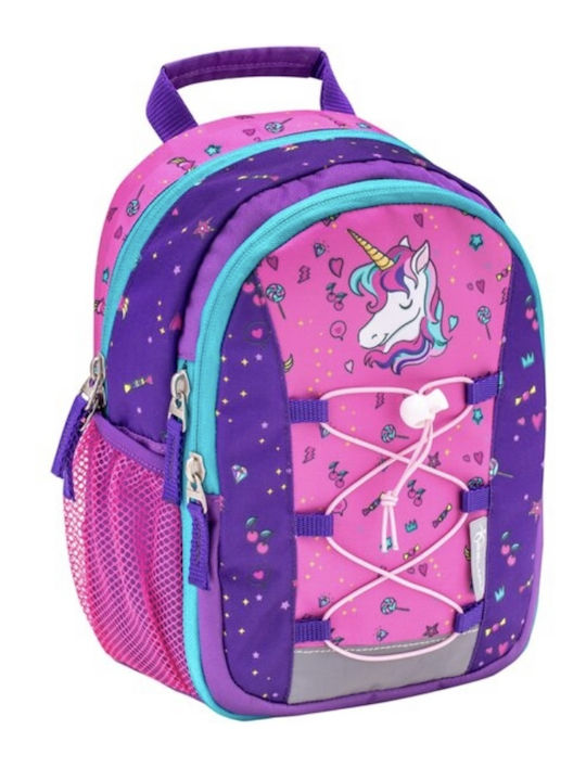 Belmil Little Unicorn Mini Kiddy School Bag Backpack Kindergarten Multicolour with Water Bottle Holder 6.5Liters