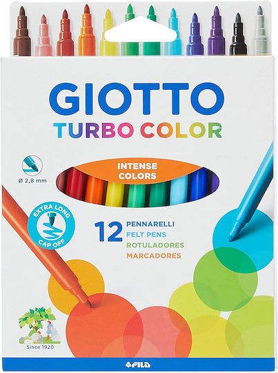 Giotto Turbo Color Blister Μαρκαδόροι Ζωγραφικής 2.8mm Λεπτοί Σετ 12 χρώματα