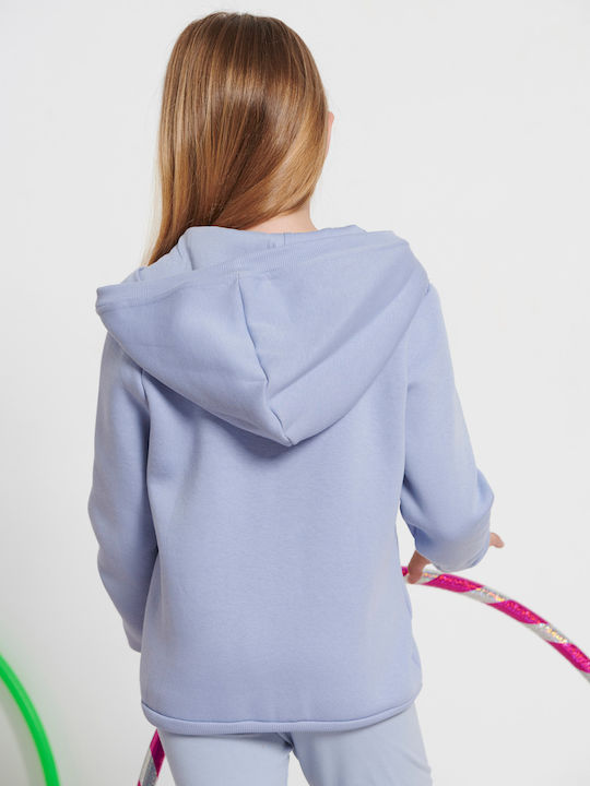 Athletic Kids Sweatshirt Cardigan Cotton with Hood Purple