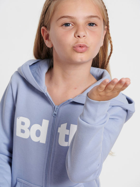 Athletic Kids Sweatshirt Cardigan Cotton with Hood Purple