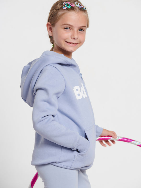 Athletic Kids Sweatshirt Cardigan Cotton with Hood Purple