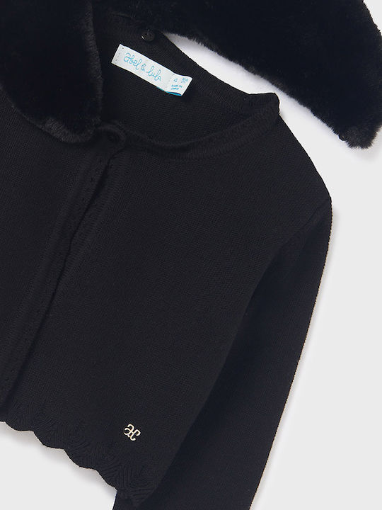 Kids Cardigan Cotton with Hood Black