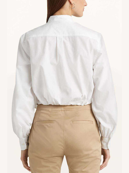 Ralph Lauren Καλοκαιρινή Γυναικεία Βαμβακερή Μπλούζα Μακρυμάνικη Λευκή