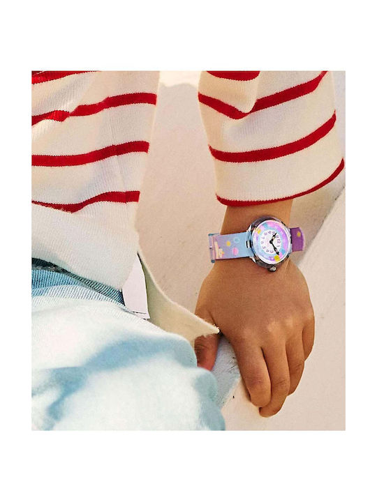 FlikFlak Παιδικό Αναλογικό Ρολόι με Υφασμάτινο Λουράκι Μωβ