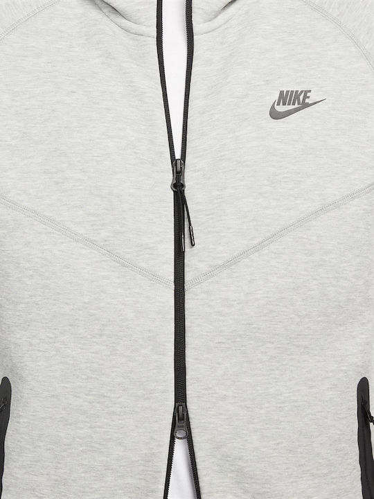 Tech Fleece Windrunner Dri-Fit Ζακέτα με Κουκούλα Γκρι