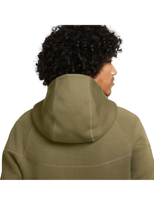 Tech Fleece Windrunner Dri-Fit Ζακέτα με Κουκούλα Χακί