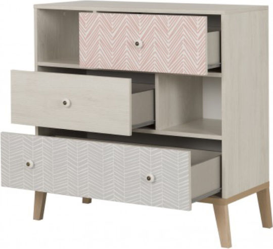 Wooden Bedroom Chest of Drawers Alika with 3 Drawers 94x41x95cm