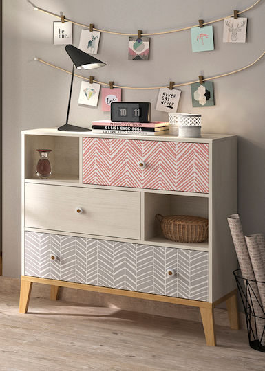 Wooden Bedroom Chest of Drawers Alika with 3 Drawers 94x41x95cm