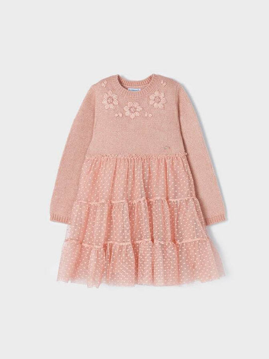 Mayoral Παιδικό Φόρεμα Βελούδινο Ροζ