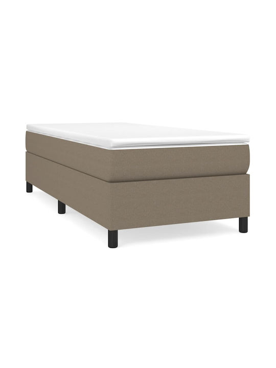 Κρεβάτι Μονό Επενδυμένο με Ύφασμα Taupe με Στρώμα & Τάβλες 100x200cm