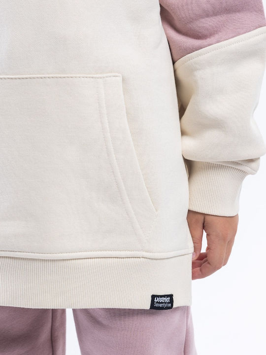 Fleece Παιδικό Φούτερ με Κουκούλα Εκρού