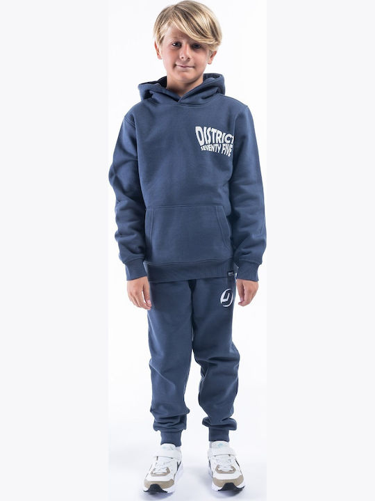Fleece Παιδικό Φούτερ με Κουκούλα Μπλε
