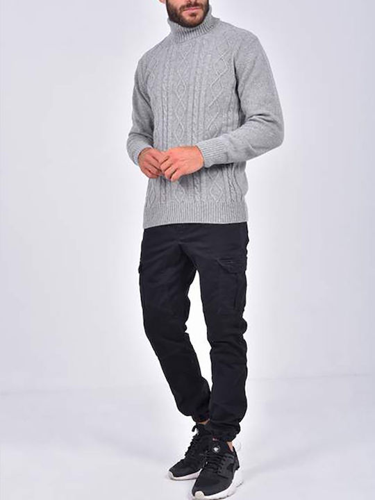 Clever 20700 Herren Langarm-Pullover Rollkragen Gray