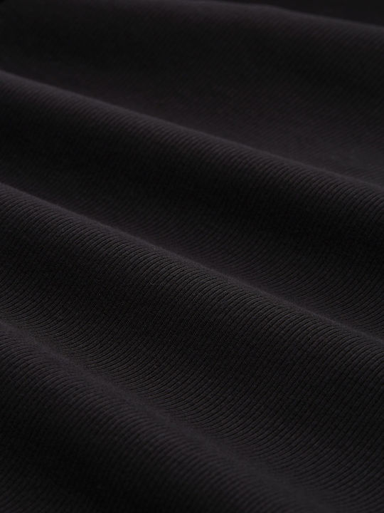 Damen Crop Top Langarm Schwarz