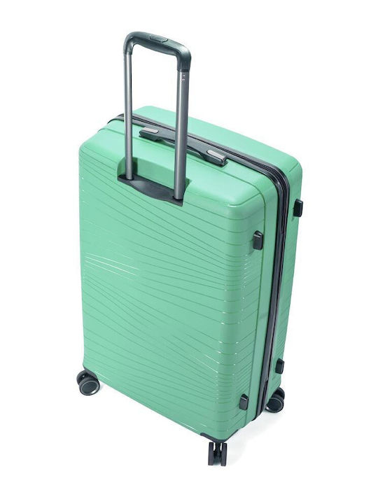 Benzi Medium Travel Suitcase Hard Μenta with 4 Wheels Height 65cm