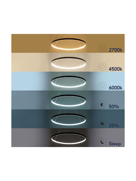GloboStar Diamond Κρεμαστό Φωτιστικό Μαύρο LED με Ρυθμιζόμενο Λευκό Φως 68x68εκ.