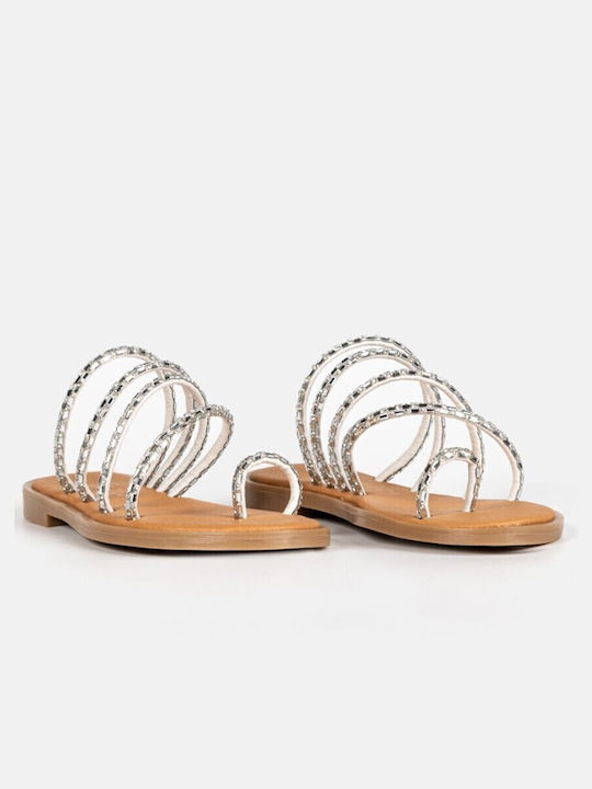 Arte Piedi Women's Flat Sandals in Silver Color