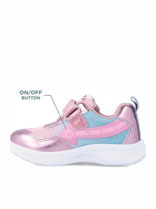 Παιδικά Sneakers με Σκρατς & Φωτάκια Ροζ