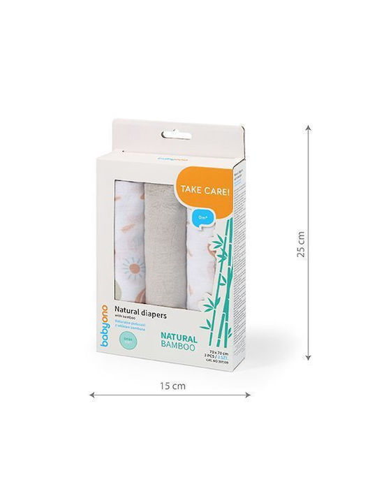 Babyono Muslin Swaddle Wraps Gray 70x70cm. 3pcs
