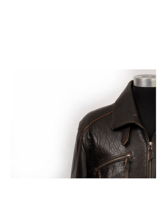 MRDline Men's Winter Leather Jacket Brown