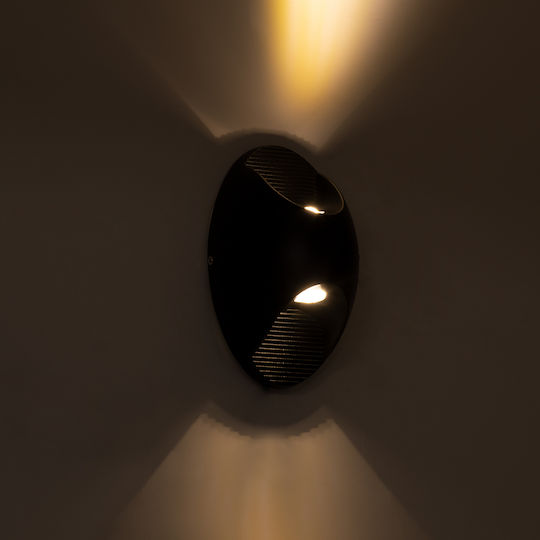 GloboStar Jeremy Επιτοίχια Εξωτερική Πλαφονιέρα LED IP65 10W με Θερμό Λευκό Φως Διπλής Δέσμης 16x10x7εκ.