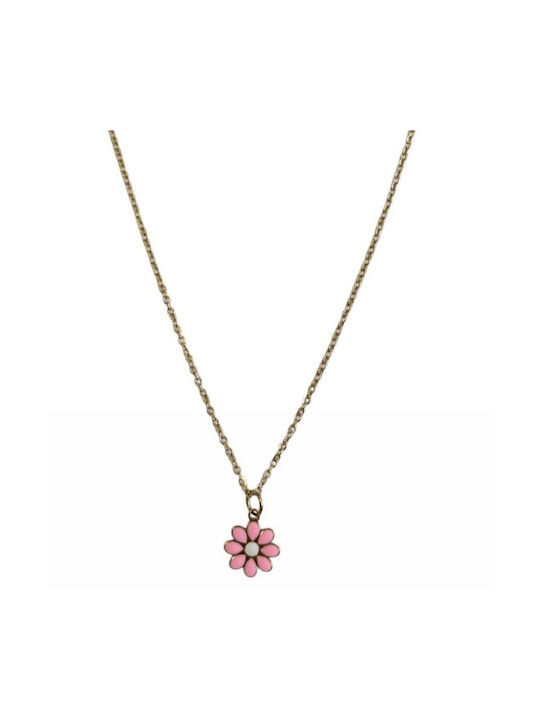 Kostibas Fashion Necklace with design Flower from Gold Plated Steel