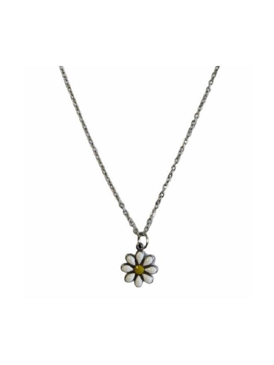 Kostibas Fashion Necklace with design Flower from Gold Plated Steel