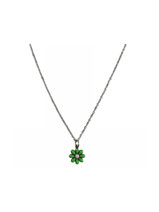 Kostibas Fashion Necklace with design Flower from Gold Plated Steel