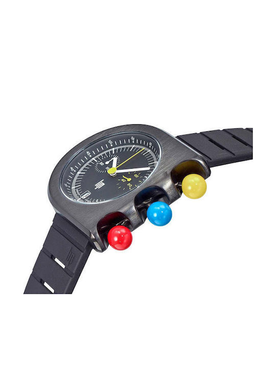 Lip Watches Men's Watch Chronograph Battery with Black Rubber Strap