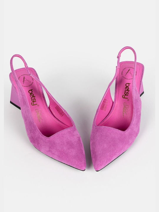 Arte Piedi Suede Pointed Toe Pink Medium Heels