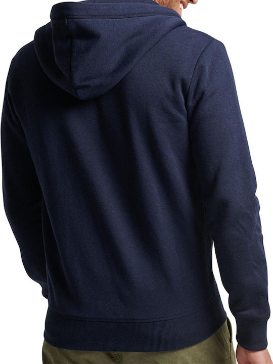 Superdry Essential Logo Men's Sweatshirt Jacket with Hood Navy Blue