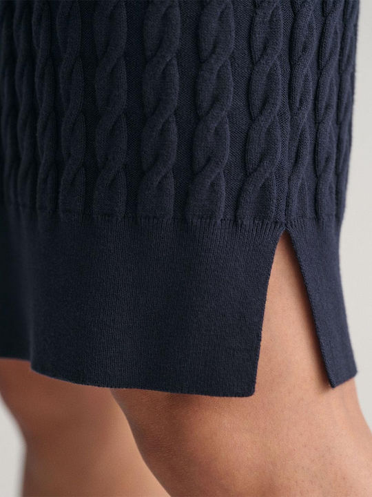 Mini Φόρεμα Μακρυμάνικο Πλεκτό Navy Μπλε