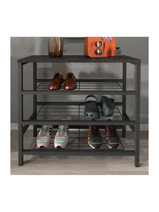 Dalia Wooden Shoe Organizer with 3 Shelves Black 65x30x67cm