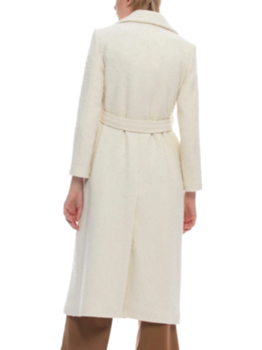 Women's Beige Coat with Buttons