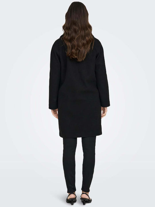 Only Women's Midi Coat with Buttons Black