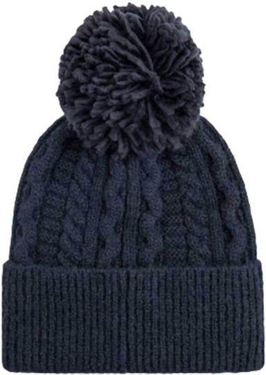 Pom Pom Beanie Γυναικείος Σκούφος Πλεκτός σε Μπλε χρώμα