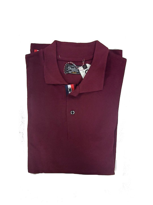 Paco & Co Men's Long Sleeve Blouse Polo Burgundy