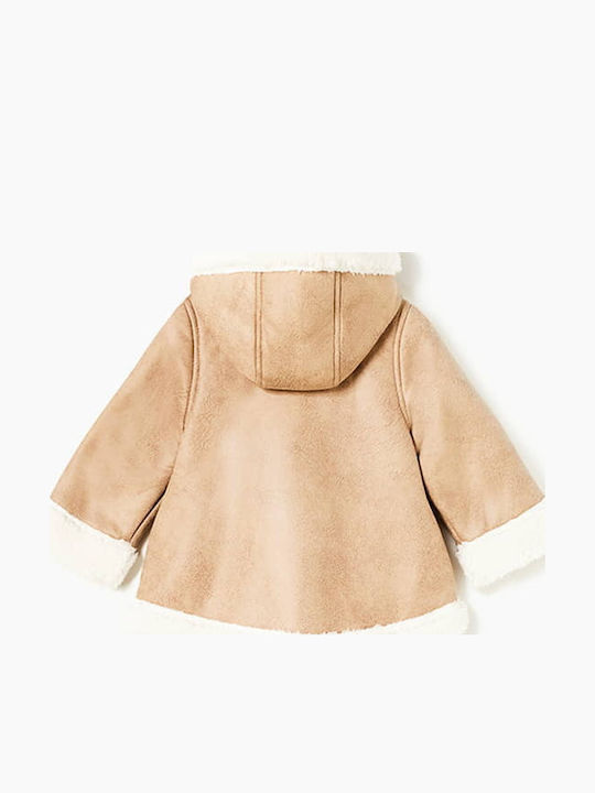 Sepia Kinderjacken & Winterjacken Kurzer Doppelseitiger Mantel mit Kapuze Beige