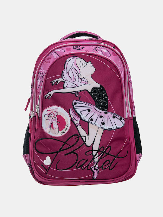 Graffiti Ballerina School Bag Backpack Elementary, Elementary in Fuchsia color