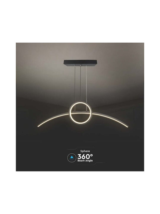 V-TAC Designer Κρεμαστό Φωτιστικό Μαύρο LED με Φυσικό Λευκό Φως Ράγα 89x25εκ.